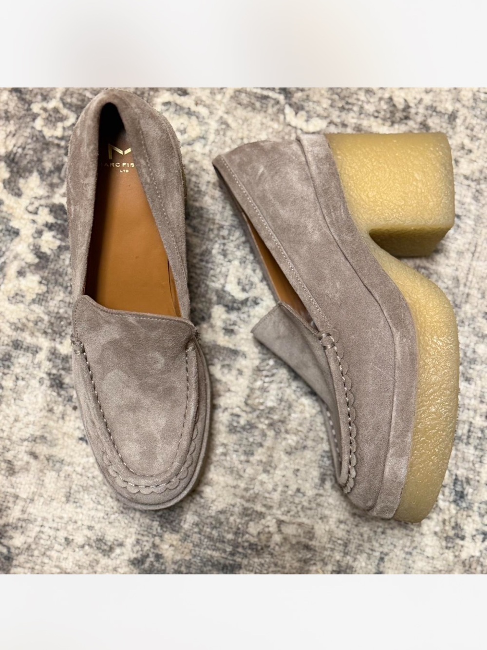 Marc Fisher Lina Suede Platform Heel Loafers